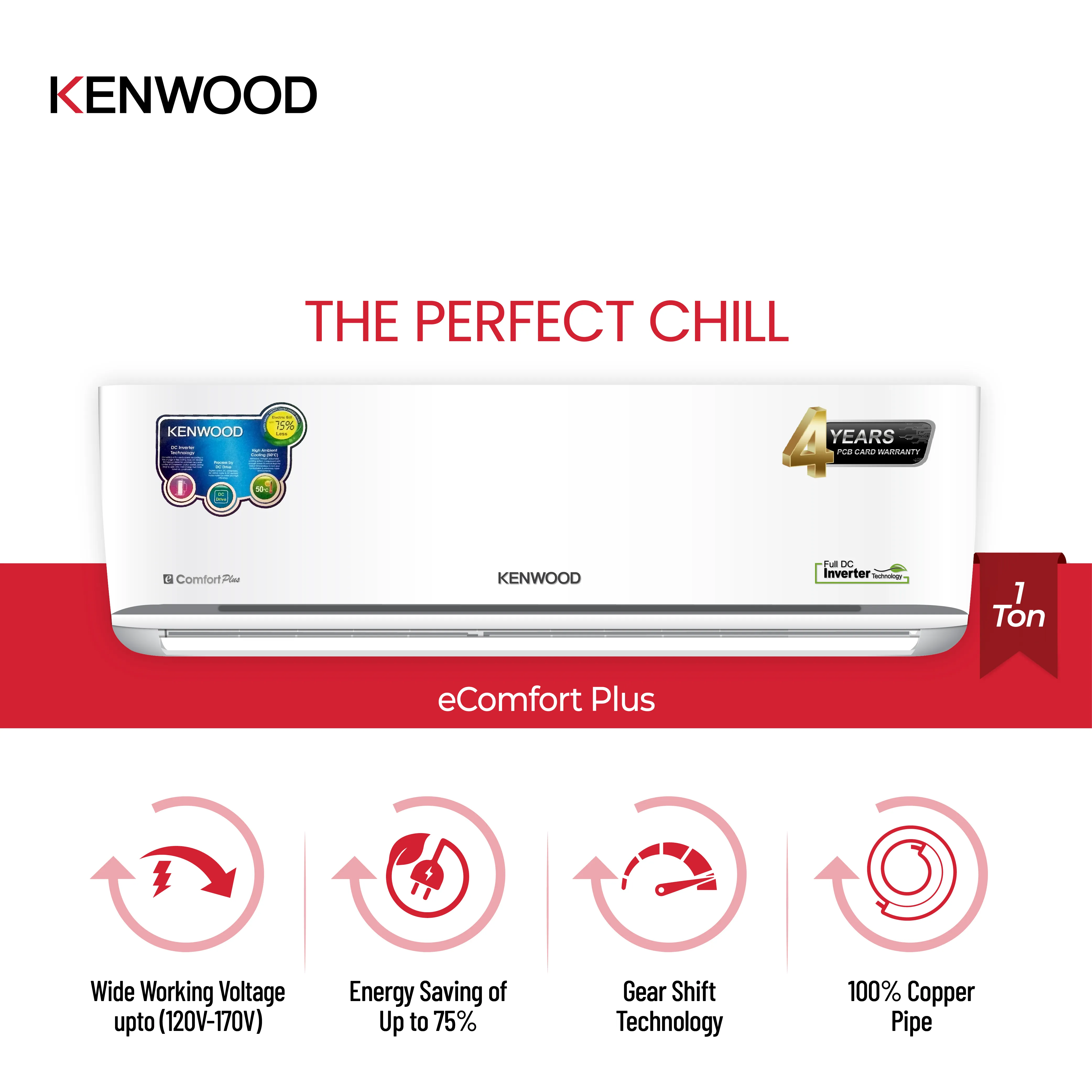Kenwood KEC-1253S E-Comfort 1 Ton Inverter Split AC