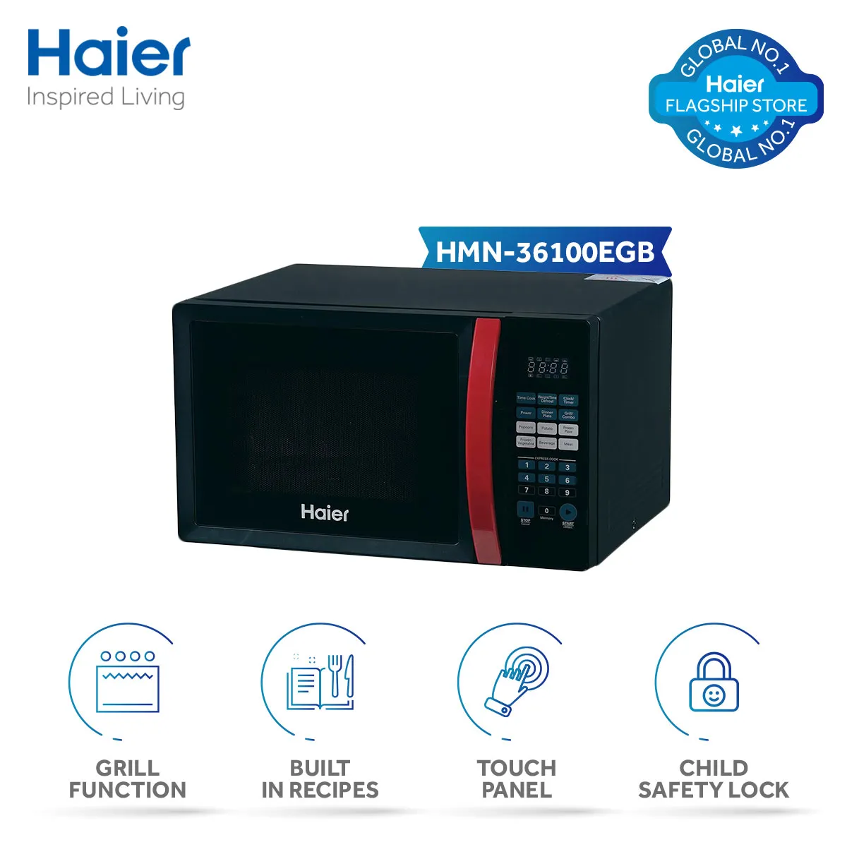 Haier HGN-36100EGB 36L Grill Microwave Oven